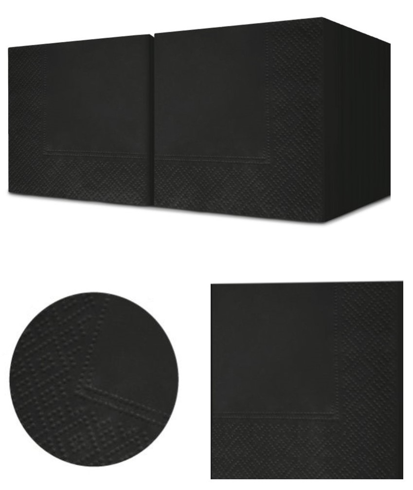 2514 Бумажные салфетки USMA черные двухслойные, 1/4 сложения, 24 x 24 см, 18 пачек по 250 листов