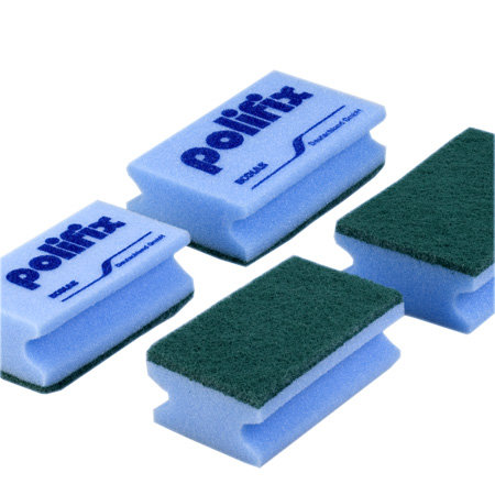 ID111041/10 Губки с зеленым абразивом Polifix Scrubbing Sponge 12x7 см, 10 шт