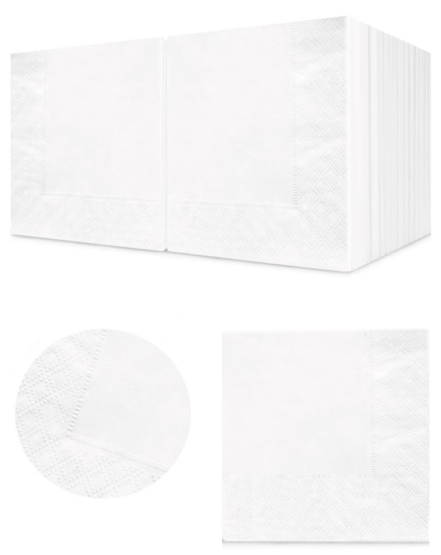 1433 Бумажные салфетки USMA белые двухслойные, 1/4 сложения, 33 x 33 см, 9 пачек по 200 листов