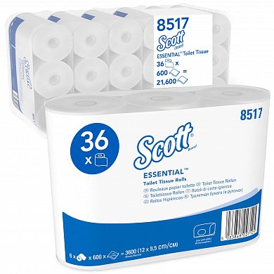 8517 Туалетная бумага Scott Performance 600 в стандартных рулонах двухслойная, 36 рулонов по 72 метра