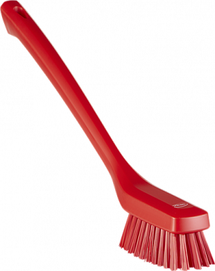 41854 Узкая чистящая щетка с длинной ручкой красная, 42 см, жесткий ворс