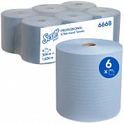 6668 Бумажные полотенца Scott Xtra синие однослойные, 6 рулонов по 304 метра