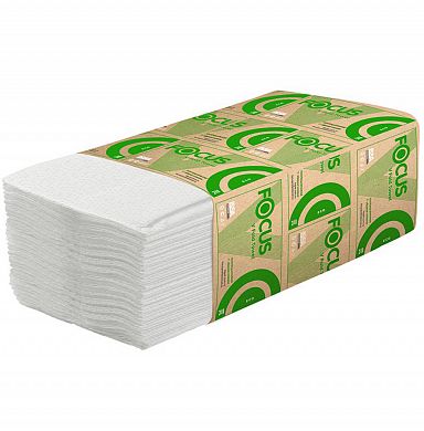 5049976 Листовые бумажные полотенца Focus Eco белые однослойные V-сложения, 15 пачек по 250 листов