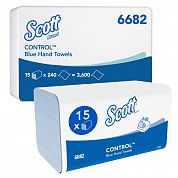 6682 Листовые бумажные полотенца Scott Control синие однослойные С / V сложения, 15 пачек по 240 листов