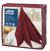 478855 Салфетки для ужина Tork Premium LinStyle с дизайном бургунди однослойные, 39 х 39 см, 50 листов