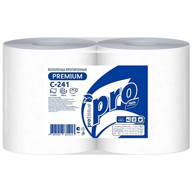 C241 Протирочные бумажные полотенца PROtissue двухслойные, 2 рулона по 350 м
