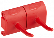 10144 Гигиеничное настенное крепление Vikan c двойным крюков красное, 8.2 см