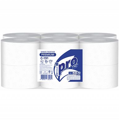 C191 Туалетная бумага PROtissue Premium в больших рулонах двухслойная, 12 рулонов по 170 метров