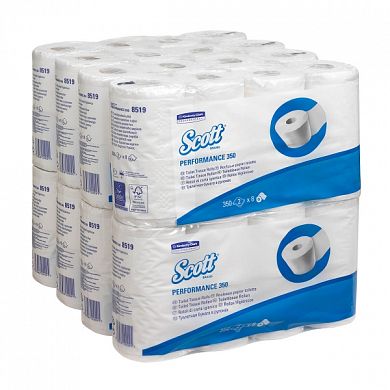 8519 Туалетная бумага Scott 350 в стандартных рулонах двухслойная, 64 рулона по 42 метра