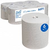 6691 Бумажные полотенца Scott Essential белые однослойные, 6 рулонов по 350 метров