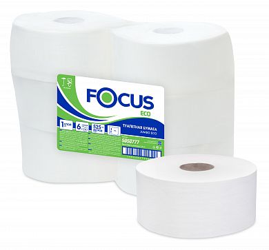 5067300 Туалетная бумага Focus Eco Jumbo в больших рулонах однослойная, 12 рулонов по 525 метров
