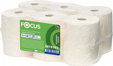 5078393 Бумажные полотенца Focus Jumbo с центральной подачей, однослойные, 6 рулонов по 120 м
