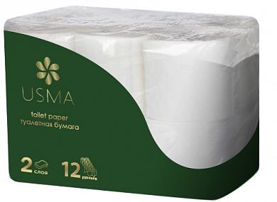 U0302 Туалетная бумага USMA в стандартных рулонах двухслойная, 96 рулонов по 13 метров