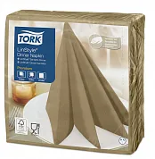 478874 Салфетки для ужина Tork Premium LinStyle светло-коричневые однослойные, 39 х 39 см, 50 листов