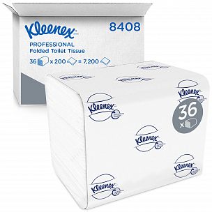 8408 Листовая туалетная бумага Kleenex Ultra двухслойная, 36 пачек по 200 листов