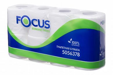 5056378 Туалетная бумага Focus Economic Choice в стандартных рулонах двухслойная, 64 рулона по 16 метров