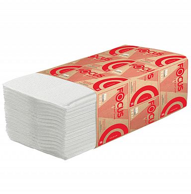 5049977 Листовые бумажные полотенца Focus Premium белые двухслойные V-сложения, 15 пачек по 200 листов