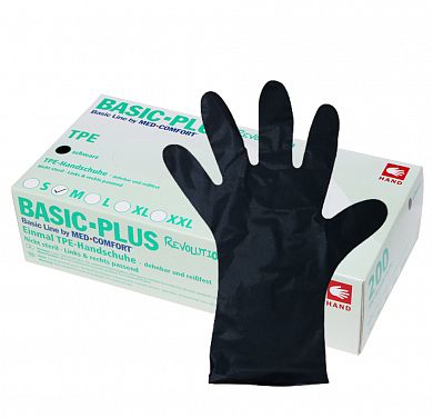 01102-XL Перчатки из термопластичного эластомера (TPE), беспорошковые, черные, нестерильные, 100 пар, р.XL