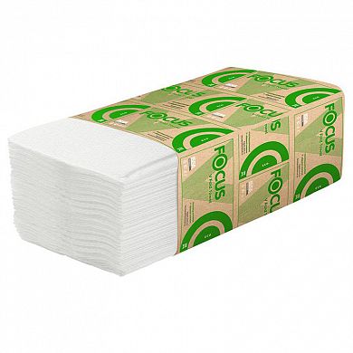 5076390 Листовые бумажные полотенца Focus Economic Premium белые двухслойные Z-сложения, 30 пачек по 150 листов