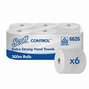 6626 Бумажные полотенца Scott Control Extra Strong белые однослойные, 6 рулонов по 300 метров