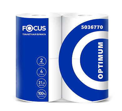 5036770 Туалетная бумага Focus Optimum в стандартных рулонах двухслойная, 56 рулонов по 21 метру