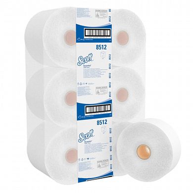 8512 Туалетная бумага Scott Mini Jumbo в больших рулонах двухслойная, 12 рулонов по 200 метров