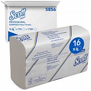 5856 Листовые бумажные полотенца Scott SlimFold белые однослойные S / Z сложения, 16 пачек по 110 листов