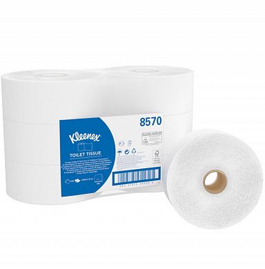 8570 Туалетная бумага Kleenex Jumbo Roll в больших рулонах двухслойная, 6 рулонов по 190 метров