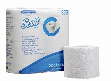 8559 Туалетная бумага Scott Performance в стандартных рулонах белая двухслойная, 96 рулонов по 25 метров