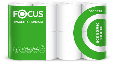 505.6378 Туалетная бумага Focus Economic Choice в стандартных рулонах двухслойная, 64 рулона по 16 метров