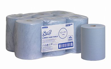 6658 Бумажные полотенца Scott Slimroll синие однослойные, 6 рулонов по 165 метров