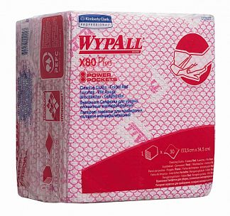 19127 Протирочный материал WypAll X80 Plus красные однослойный, 30 листов